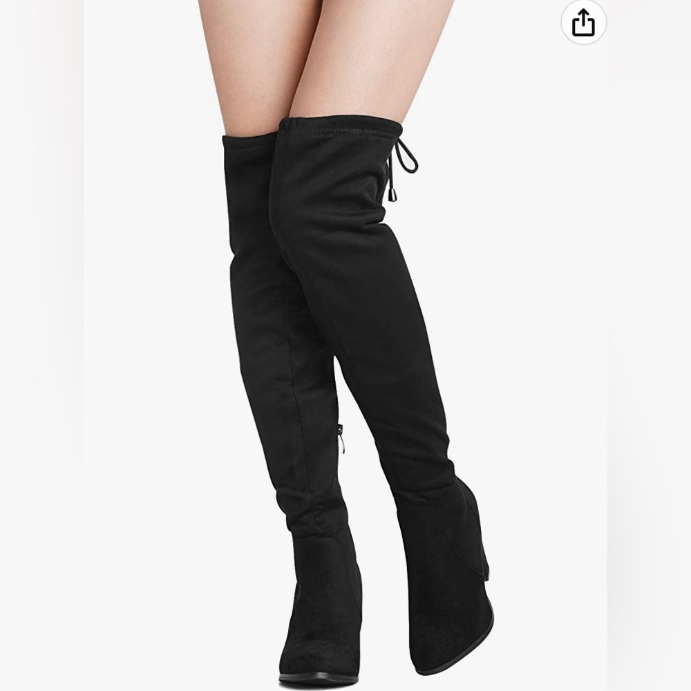 Over the Knee Black Suede Boots